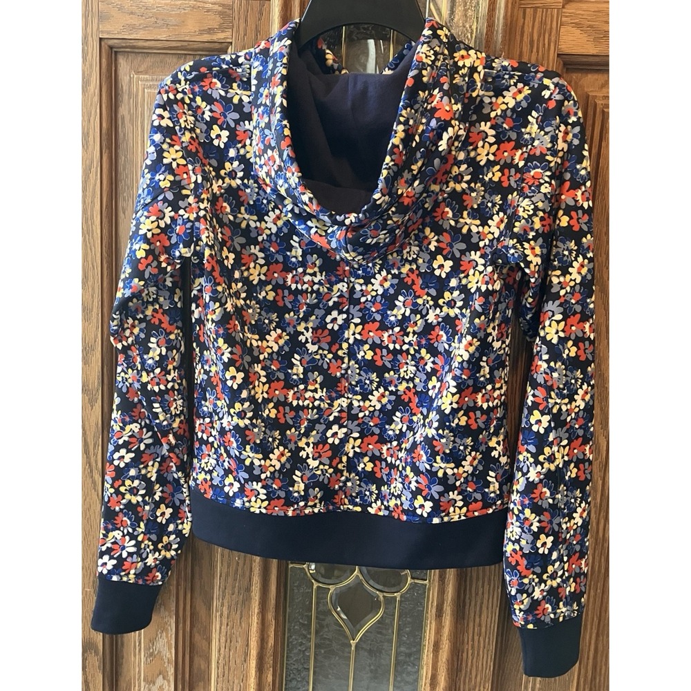 Rag & Bone Navy Blue‎ Floral Drawstring Hoodie Size XXS EUC Boho Cottagecore - Picture 4 of 7